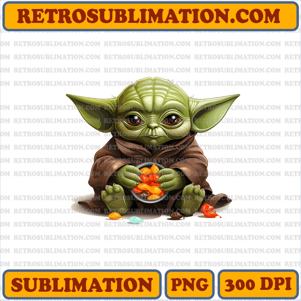 Sleepy Baby Yoda Halloween Sublimation PNG Digital Download