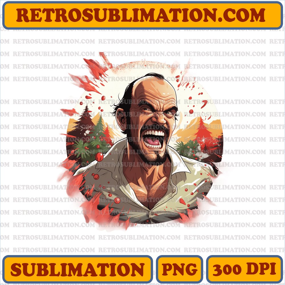 Trevor Philips Christmas Chaos - GTA V Cartoon PNG Digital Download