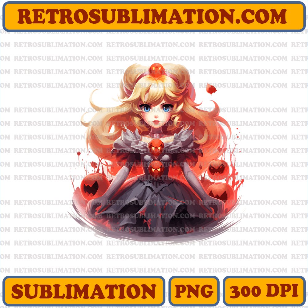 Ghostly Princess Peach, Halloween PNG Digital Download