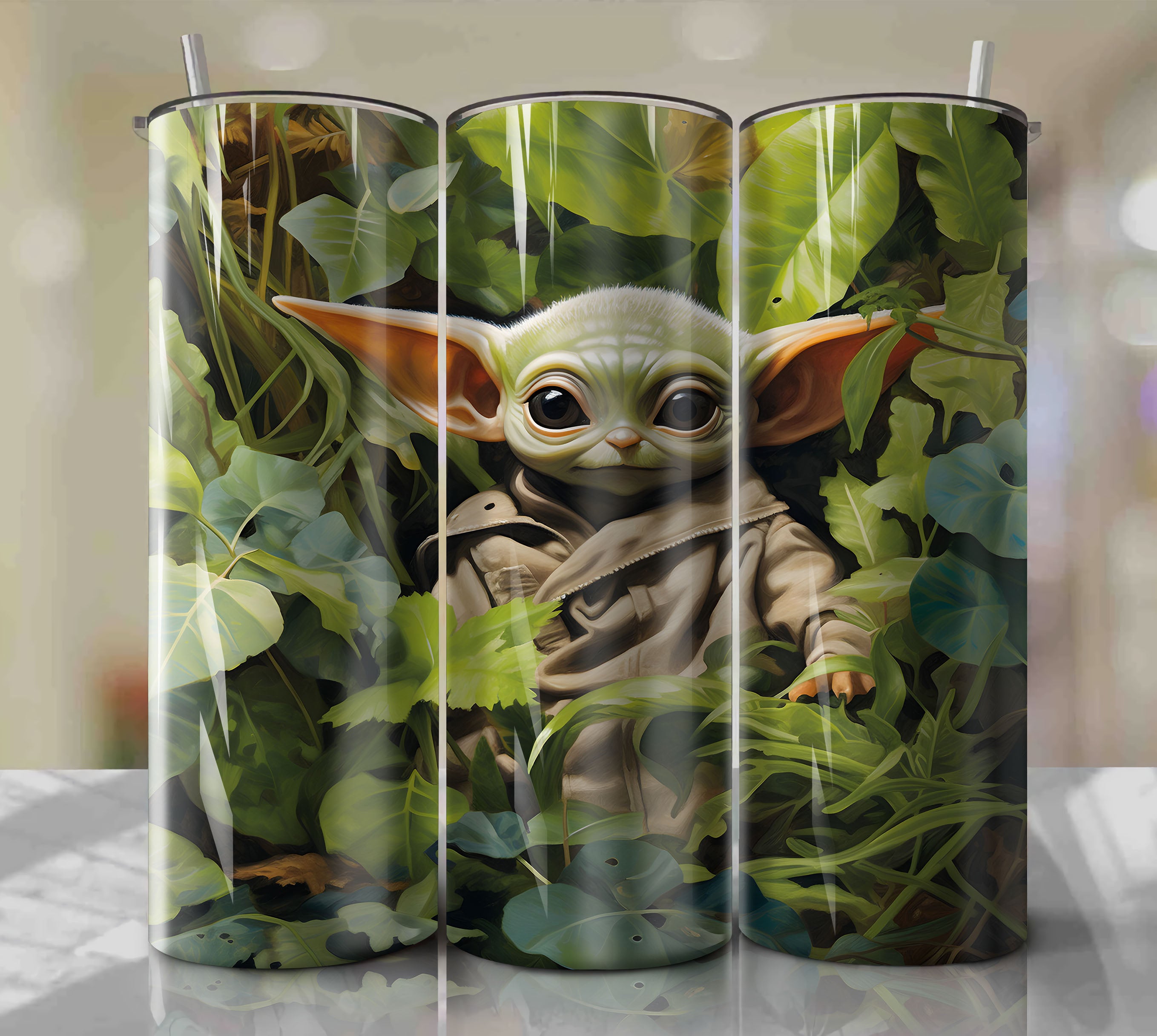 Baby Yoda Outer Space PNG Wrap Tumbler - Instant Download