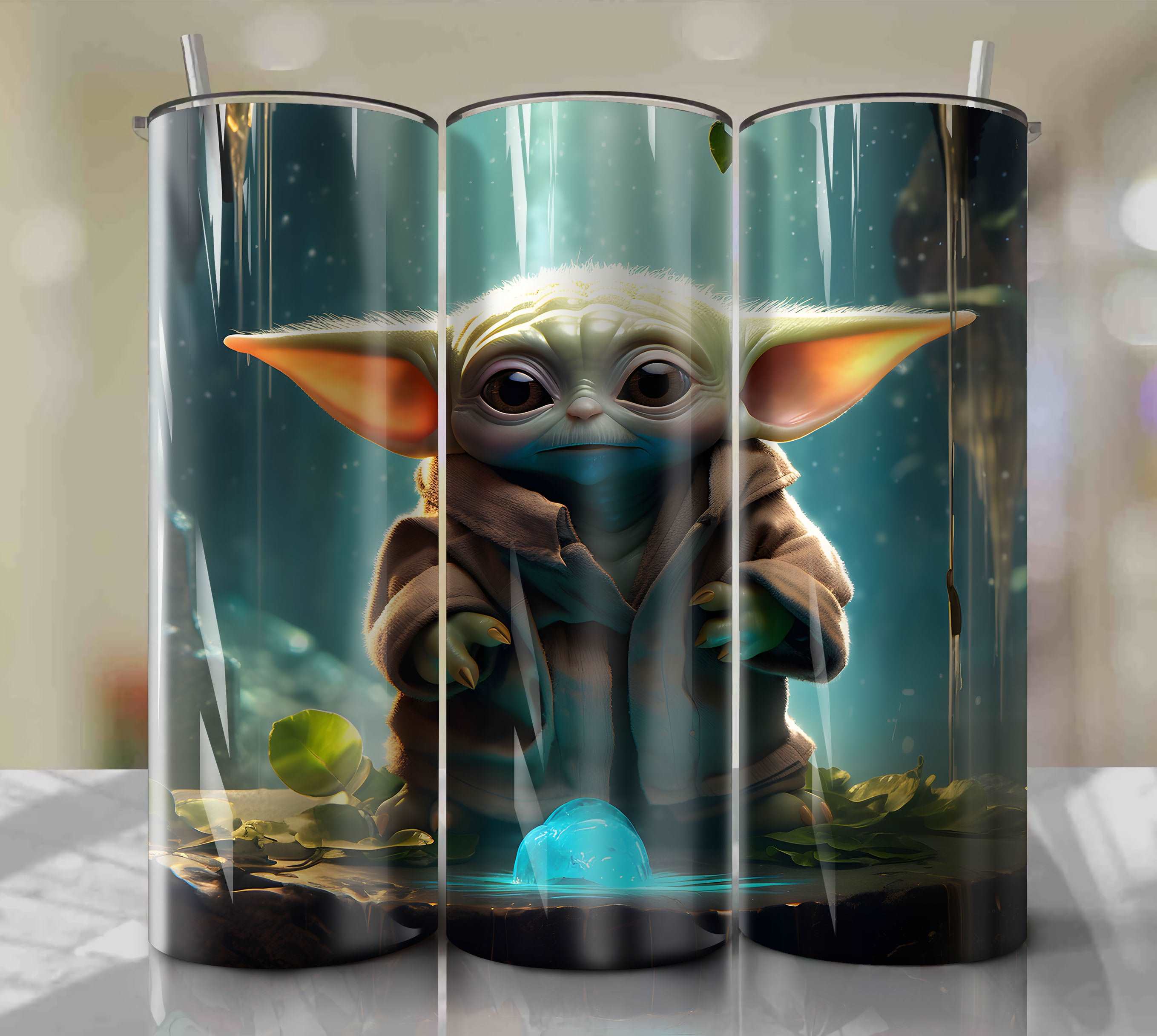 Personalized Watercolor Baby Yoda Inspired Disney Star Wars Tumbler - Jolly  Family Gifts