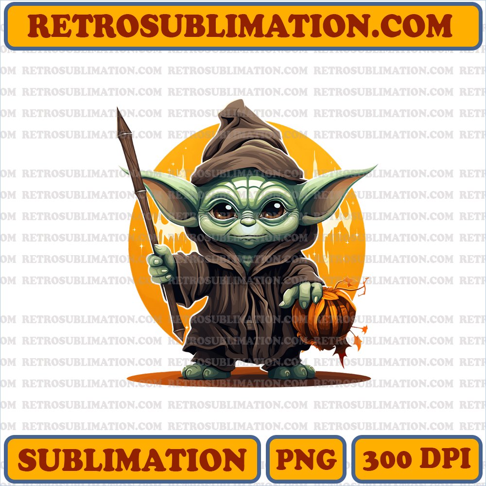 Sleepy Baby Yoda Halloween Sublimation PNG Digital Download