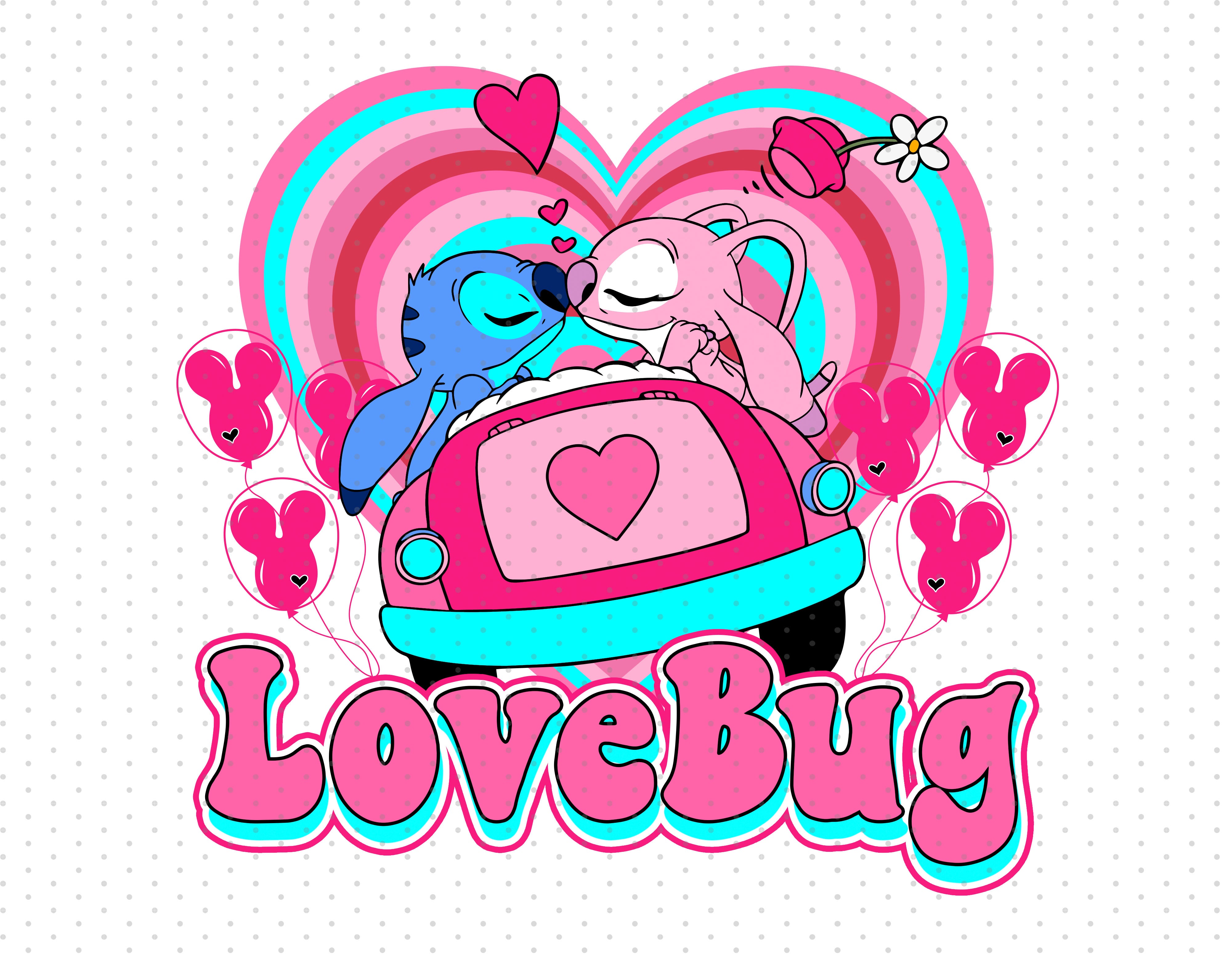 Stitch And Angel - Lovebug Valentine's - Sublimation PNG - Instant Dow