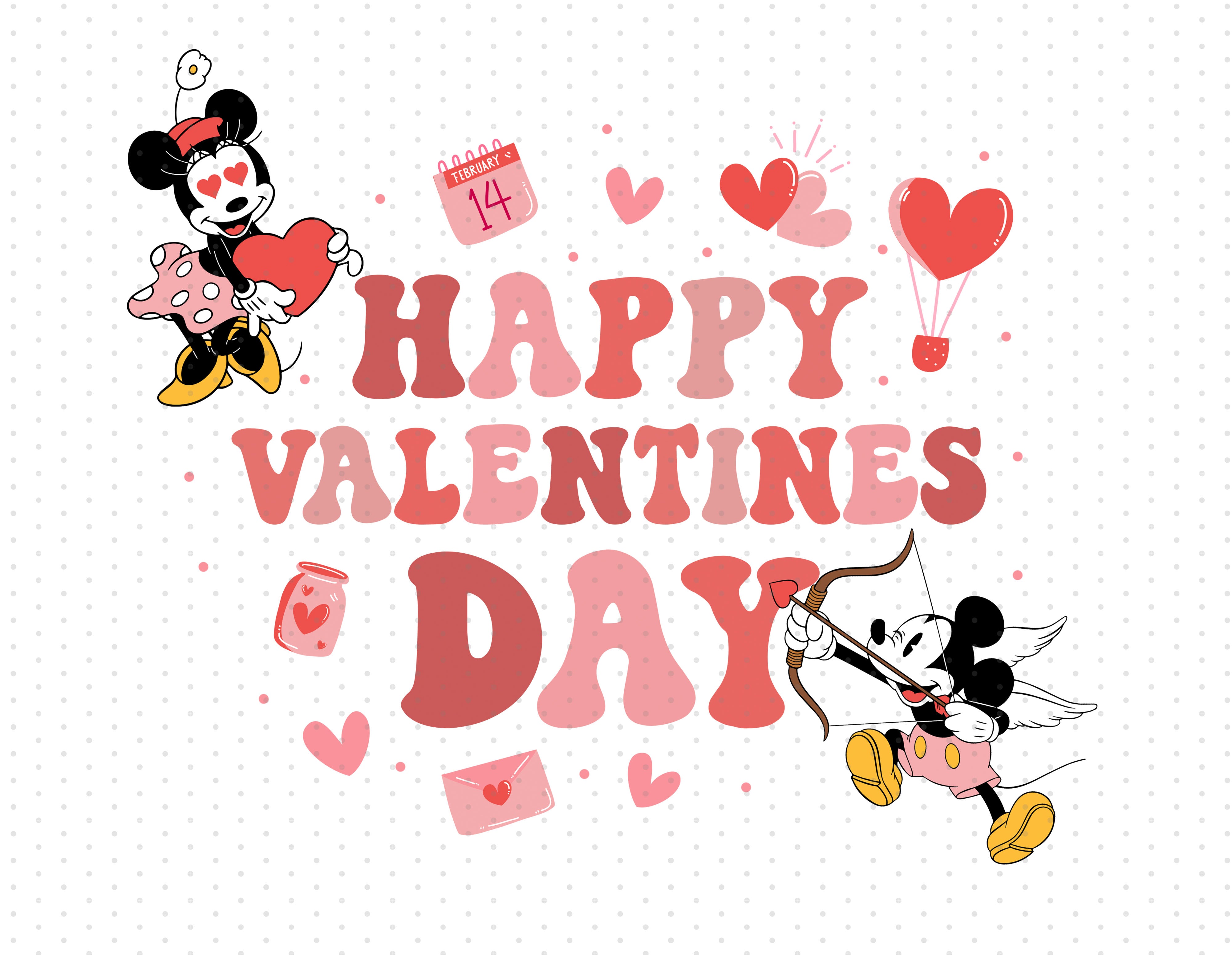 Happy Valentine's - Mickey Mouse And Disney Friends PNG - Instant Down