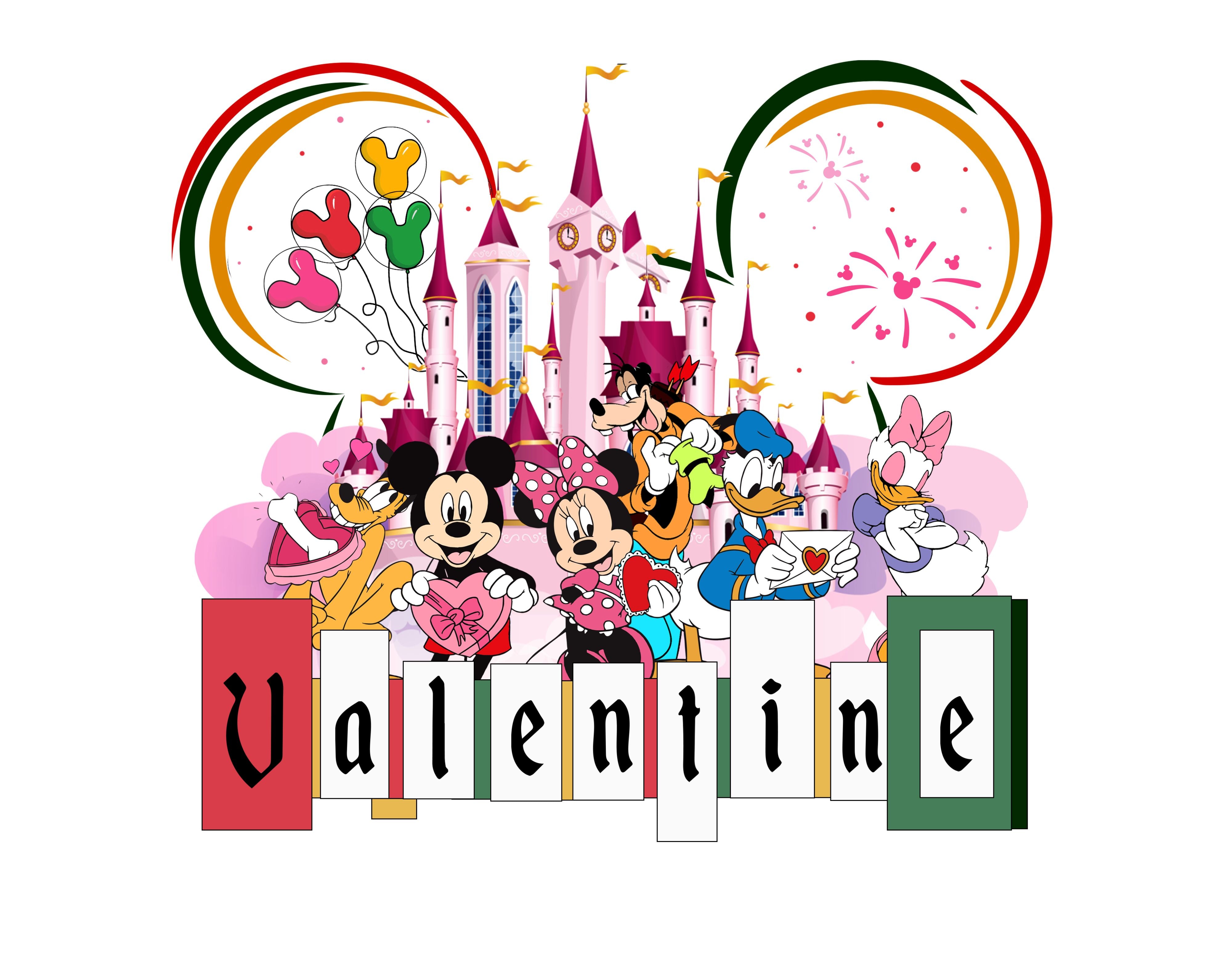 Disney Mickey Mouse And Friends Valentine's Day PNG Instant Download