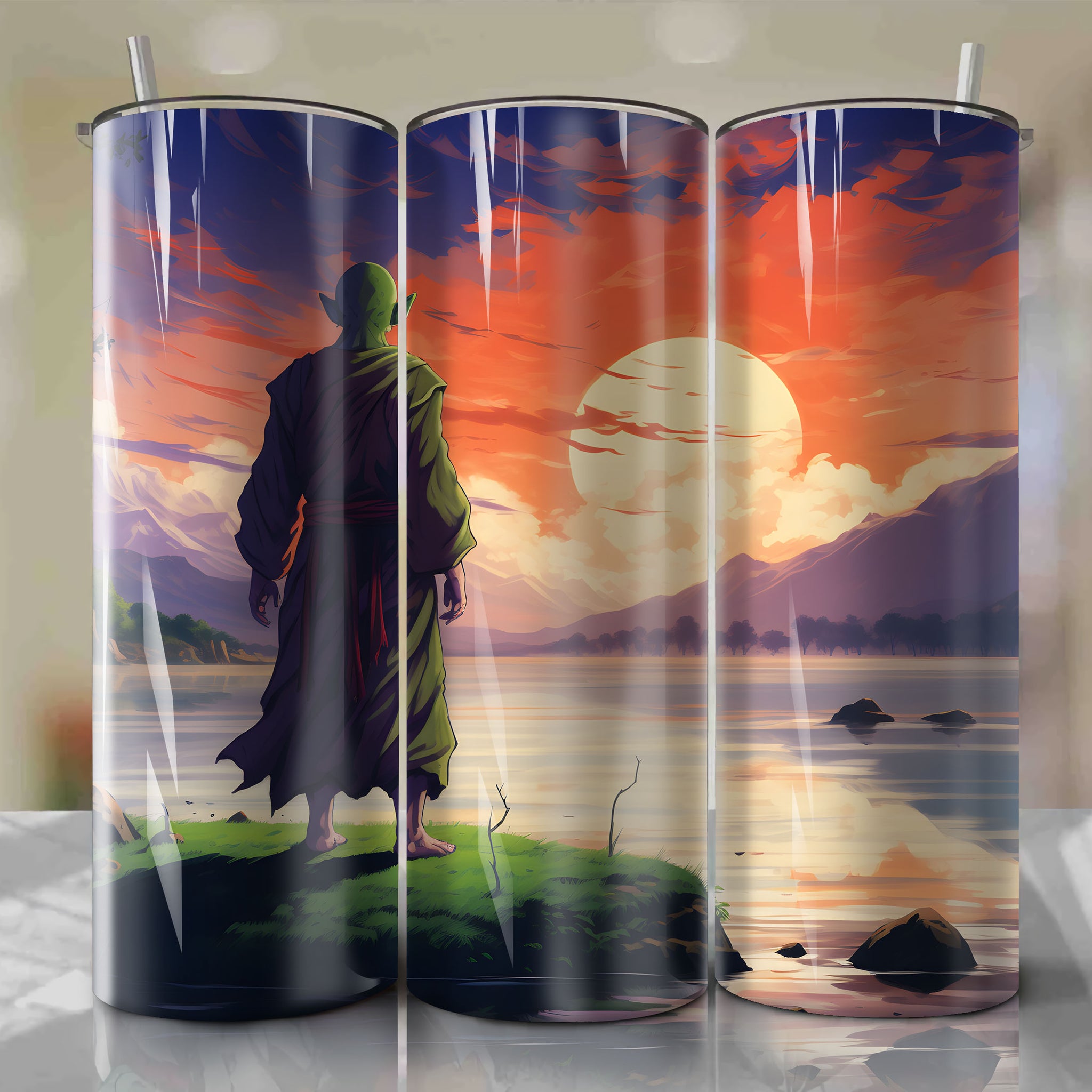 20 Oz Tumbler Wrap - Vibrant Artwork Inspired by Piccolo from Dragon Ball Z
