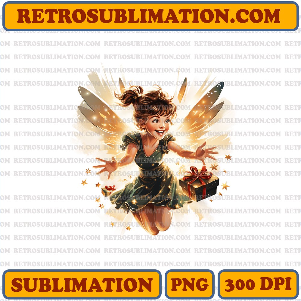 Christmas Tinker Bell Playful Presents - Magical Sublimation PNG Digital Download
