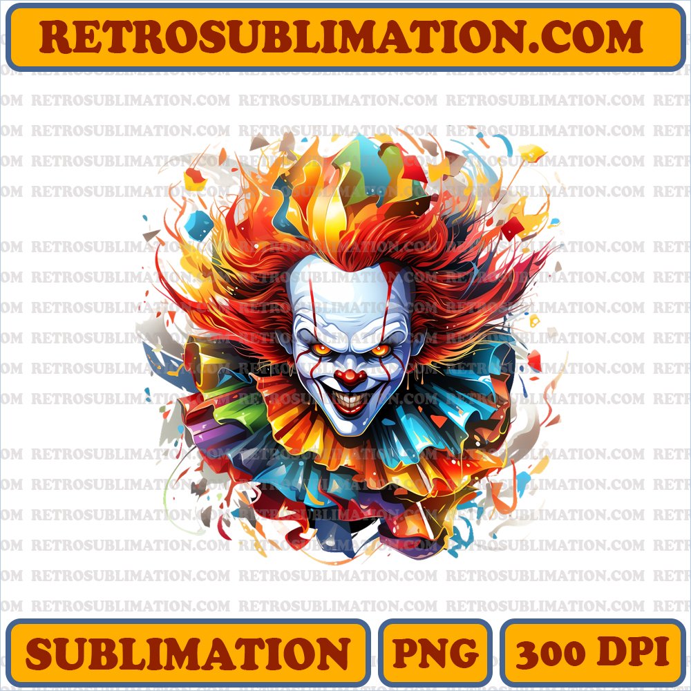 Spooky Pennywise - Sinister Clown - Creepy Sublimation PNG Download
