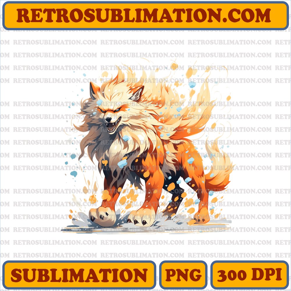 Arcanine Snowflake Catcher - Fun Cartoon Sublimation PNG Digital Download
