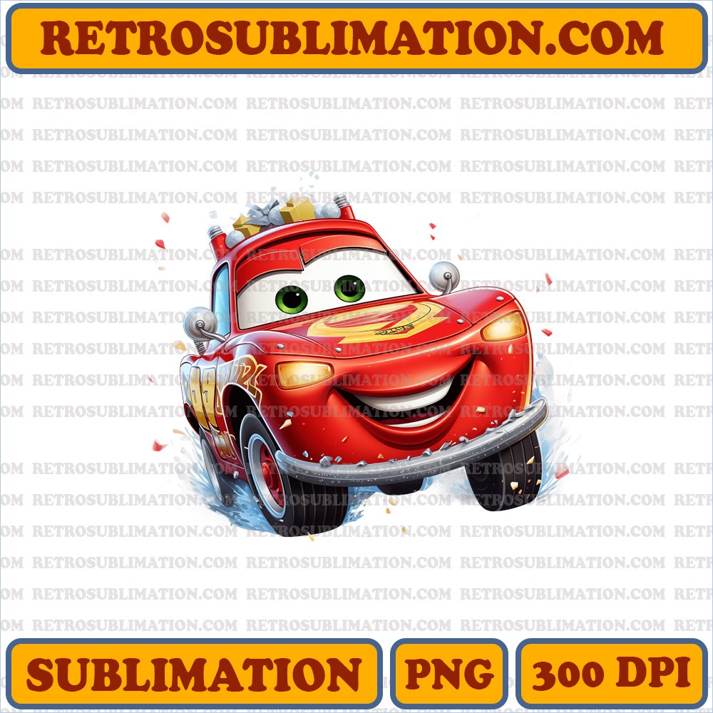 Christmas Lightning McQueen - Radiator Springs Race - High-Speed Sublimation PNG Digital Download
