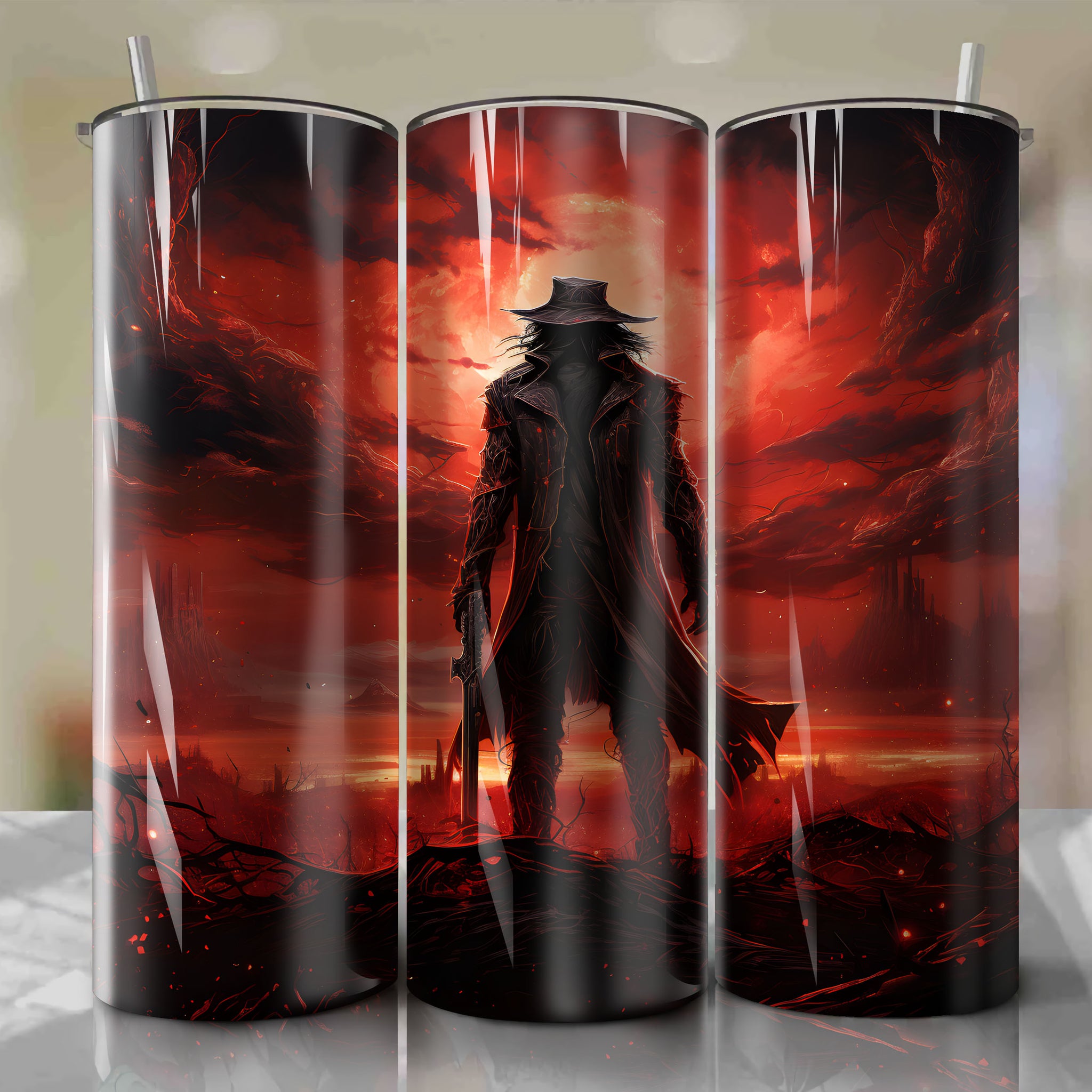 20 oz Tumbler Wrap - Vibrant and Artistic Design Inspired by Vincent Valentine from Final Fantasy VII
