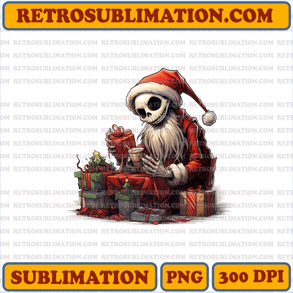 Christmas Jack Skellington - Thoughtful Gift Study - High-Contrast Sublimation PNG
