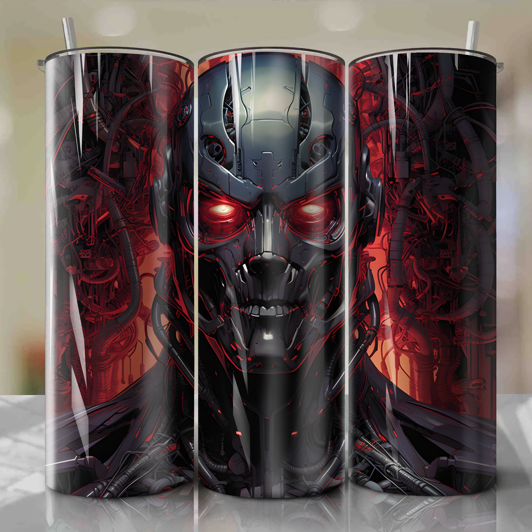 Ultron's Dystopian Futurism: 20 Oz Tumbler Wrap with Stunning Artwork
