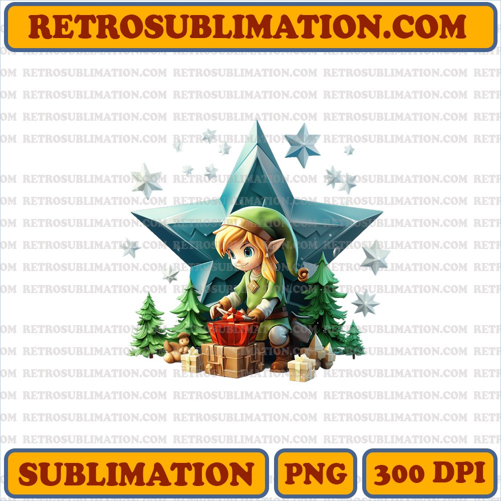 Link Saves Christmas - Heroic Christmas Star - Sublimation PNG Digital Download
