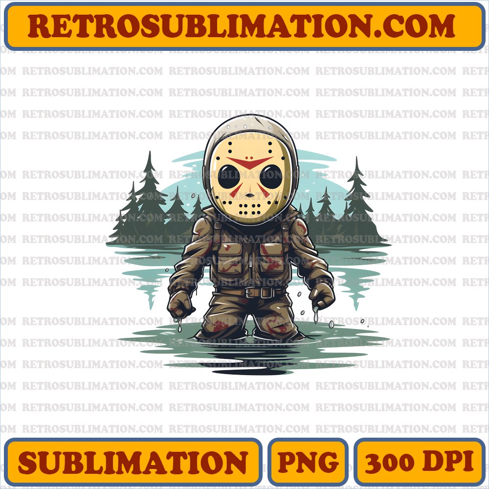 Mysterious Chibi Voorhees - Digital Download - Unique Sublimation PNG with Bootleg Vibes
