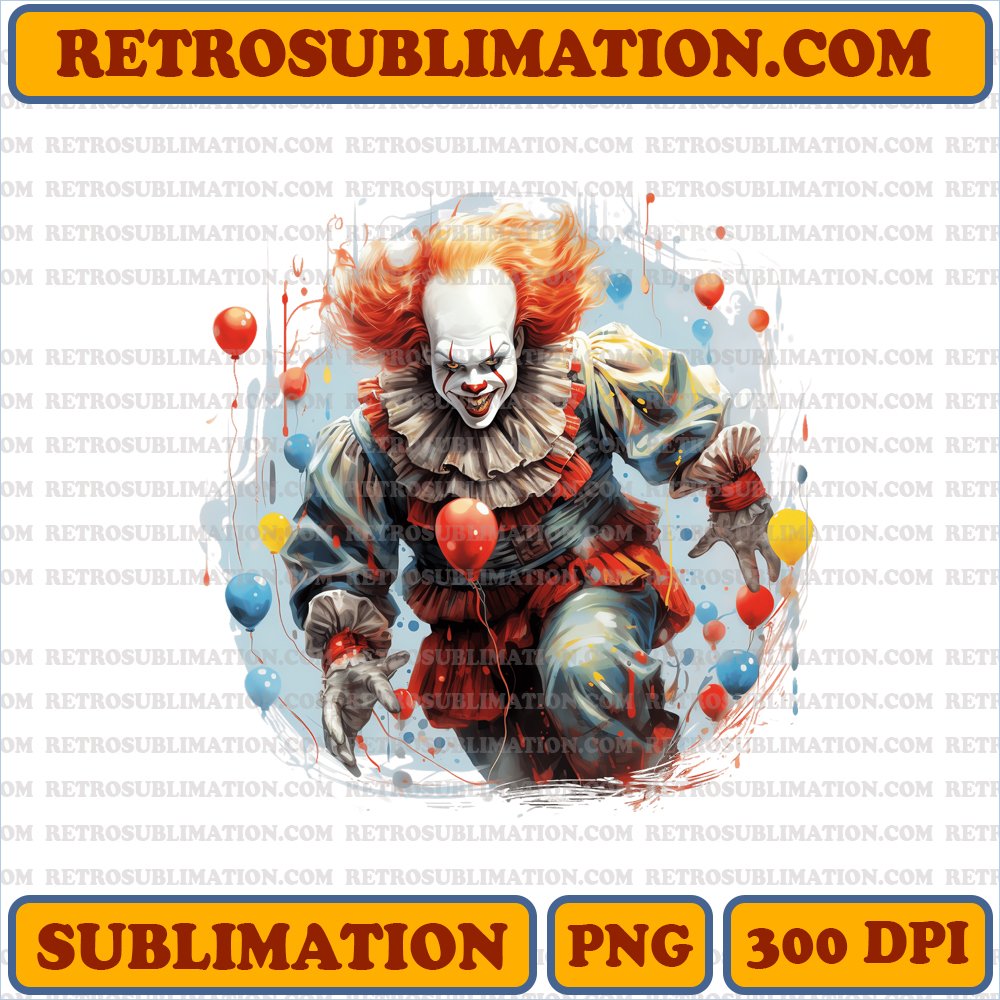 Christmas Pennywise Dancing Clown - Maliciously Dancing with Lights - High Contrast Sublimation PNG Download
