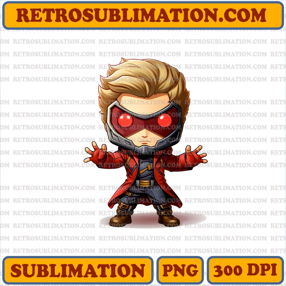 Playful Star-Lord - Chibi Red Jacket - Bootleg Style PNG Digital Download
