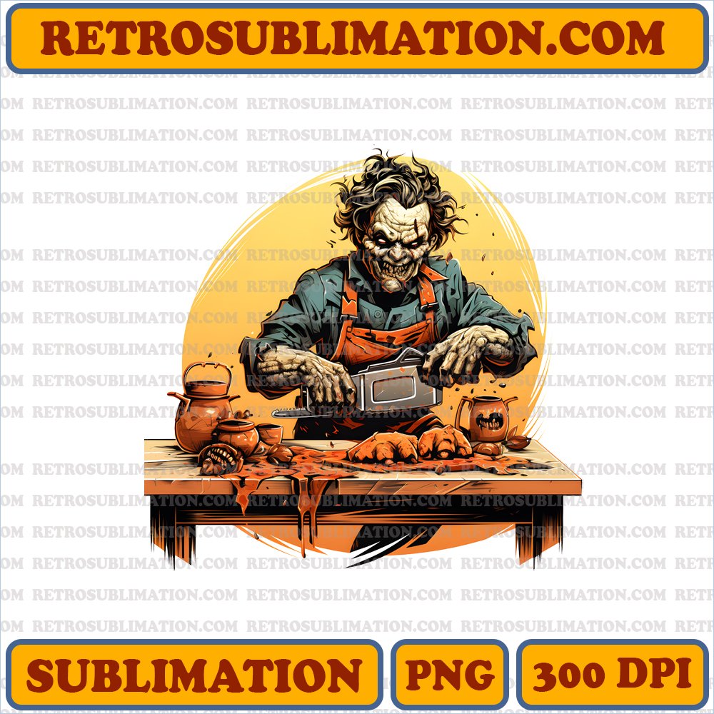 Festive Leatherface Chainsaw Carving Thanksgiving Decorations - Bootleg Style - Digital Download PNG
