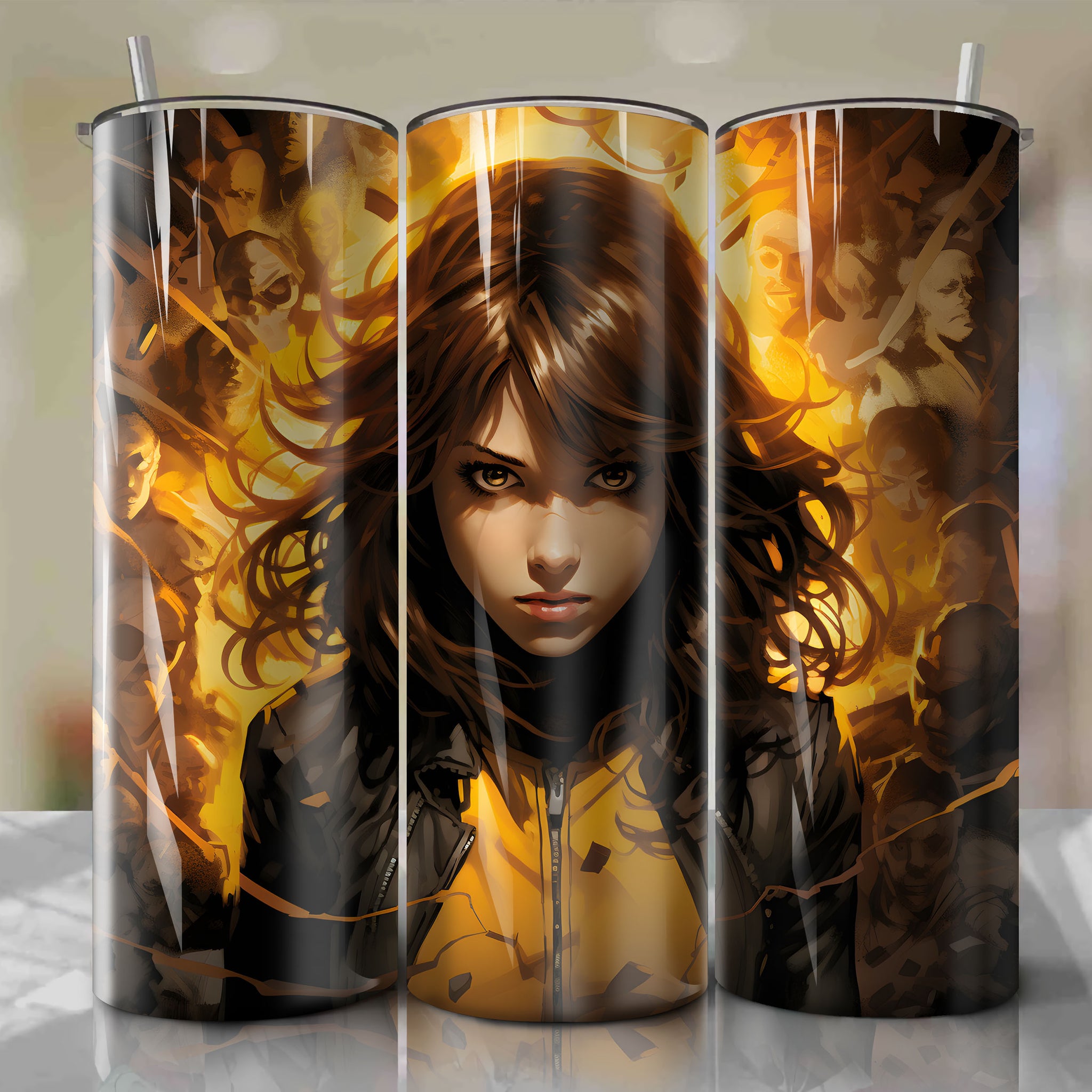 Shadowcat emerges from a solid wall in a vibrant 20 Oz Tumbler Wrap design
