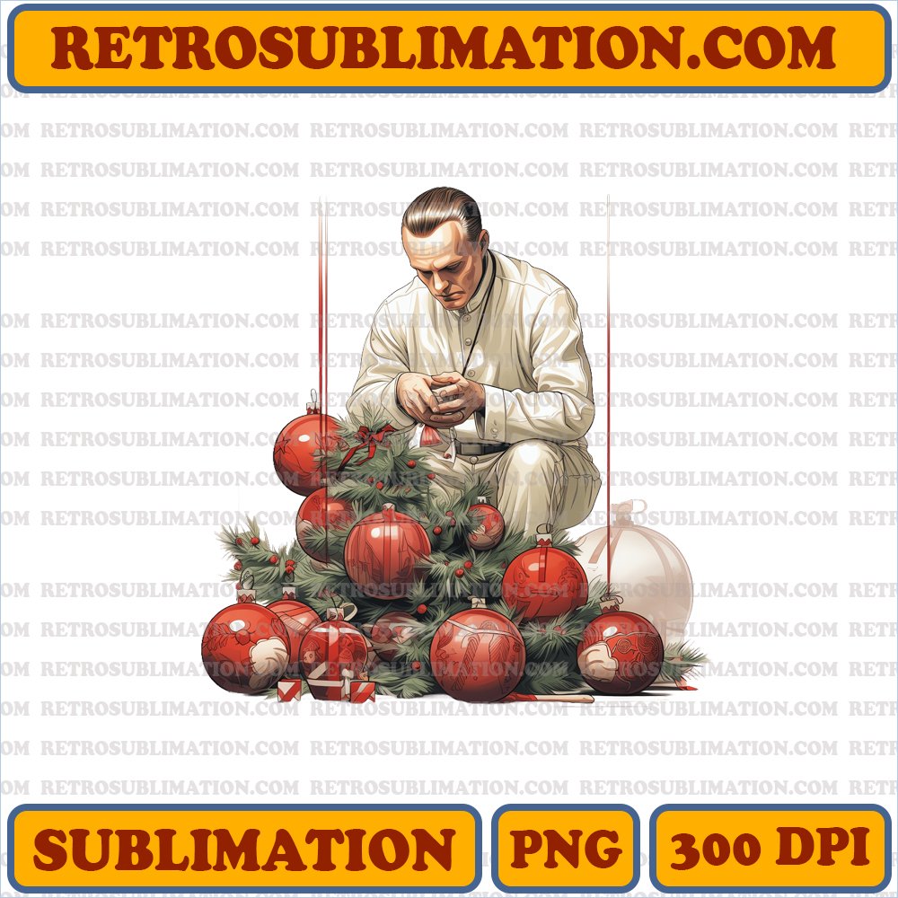 Christmas Hannibal Lecter - Unconventional Tree Decor - Unique Sublimation PNG
