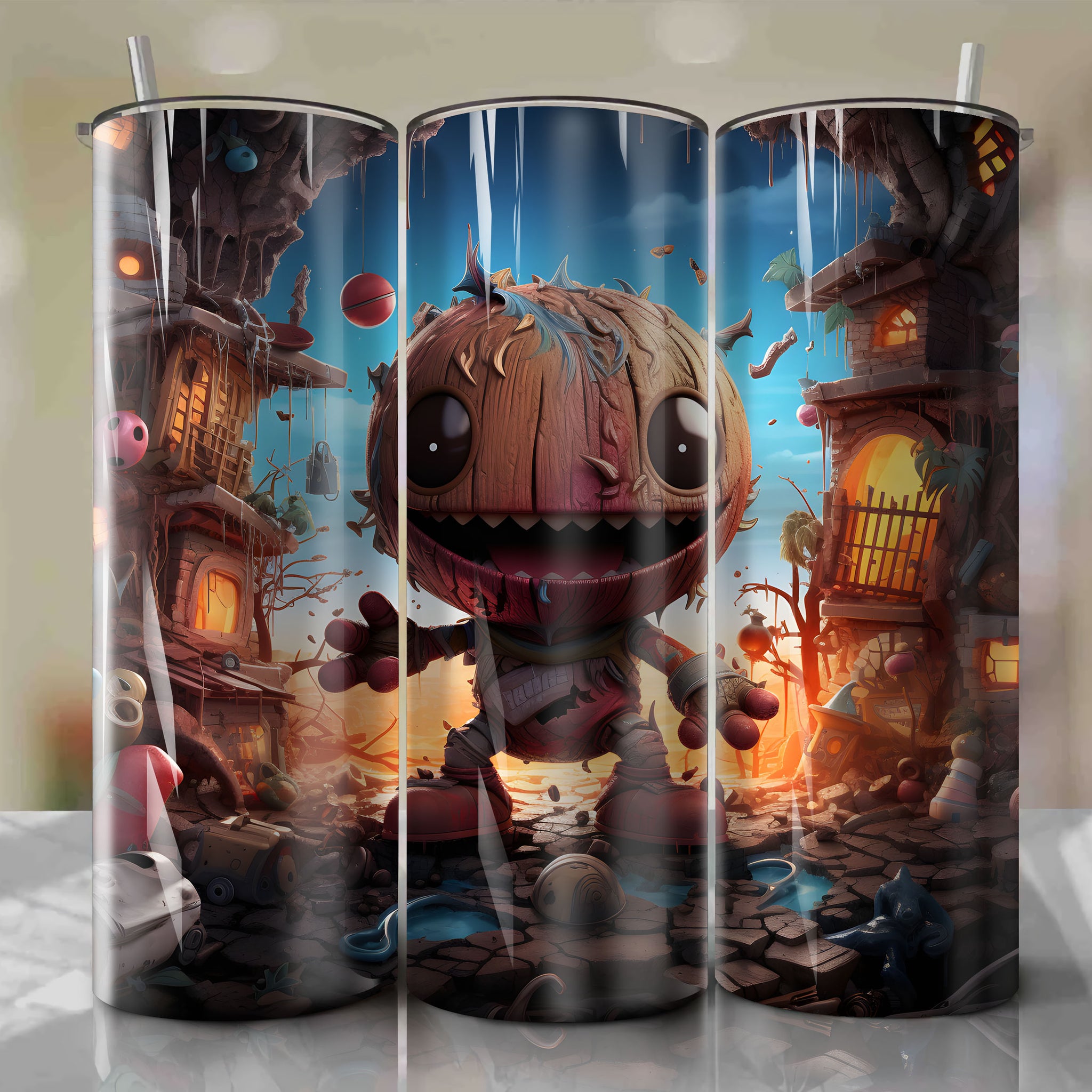 20 Oz Tumbler Wrap - Unique Sackboy Illustration by Dan Mumford
