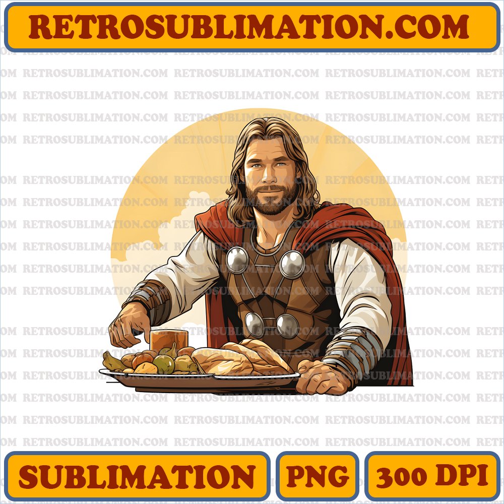 Amazing Thanksgiving Thor Digital Download Sublimation PNG - Casual Attire - First Earthly Feast - Creative & Unique
