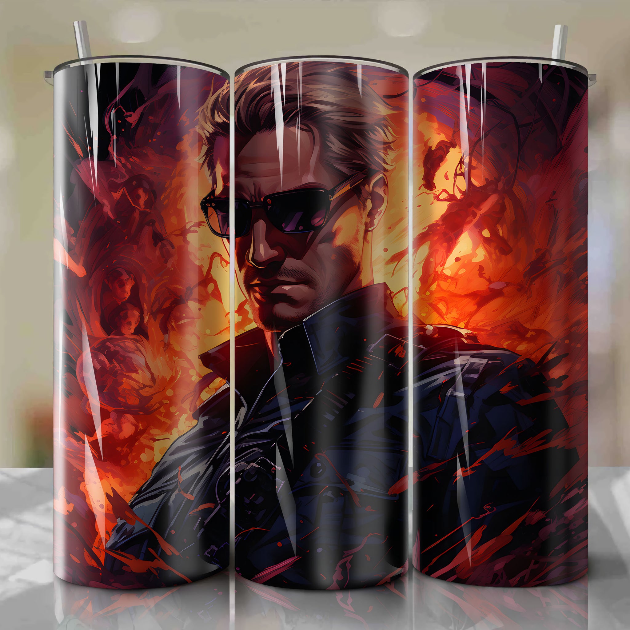 Intense 3D Illustration of Albert Wesker: A Colorful and Artistic Tribute
