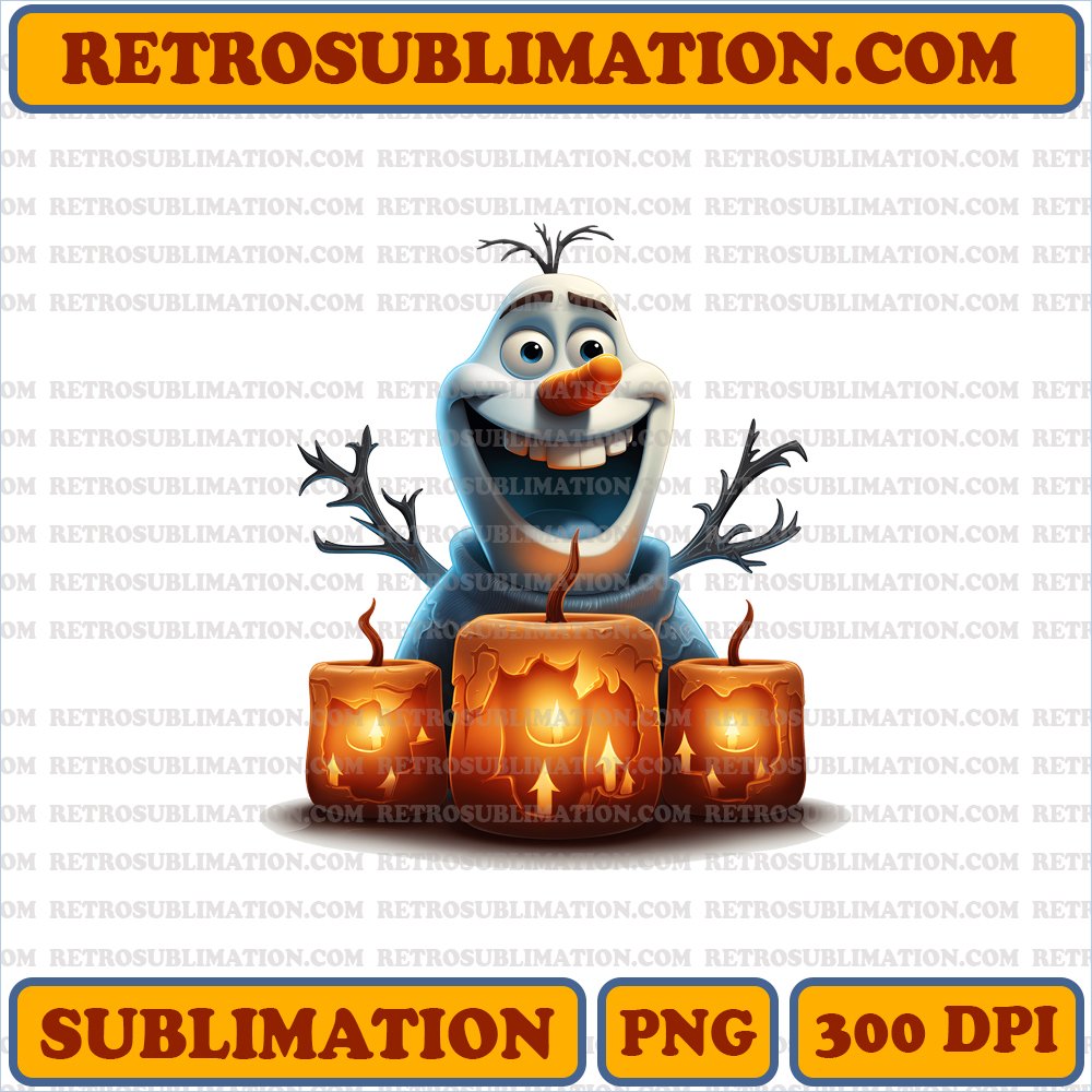 Glowing Olaf - Halloween Bootleg Style PNG Sublimation Digital Download
