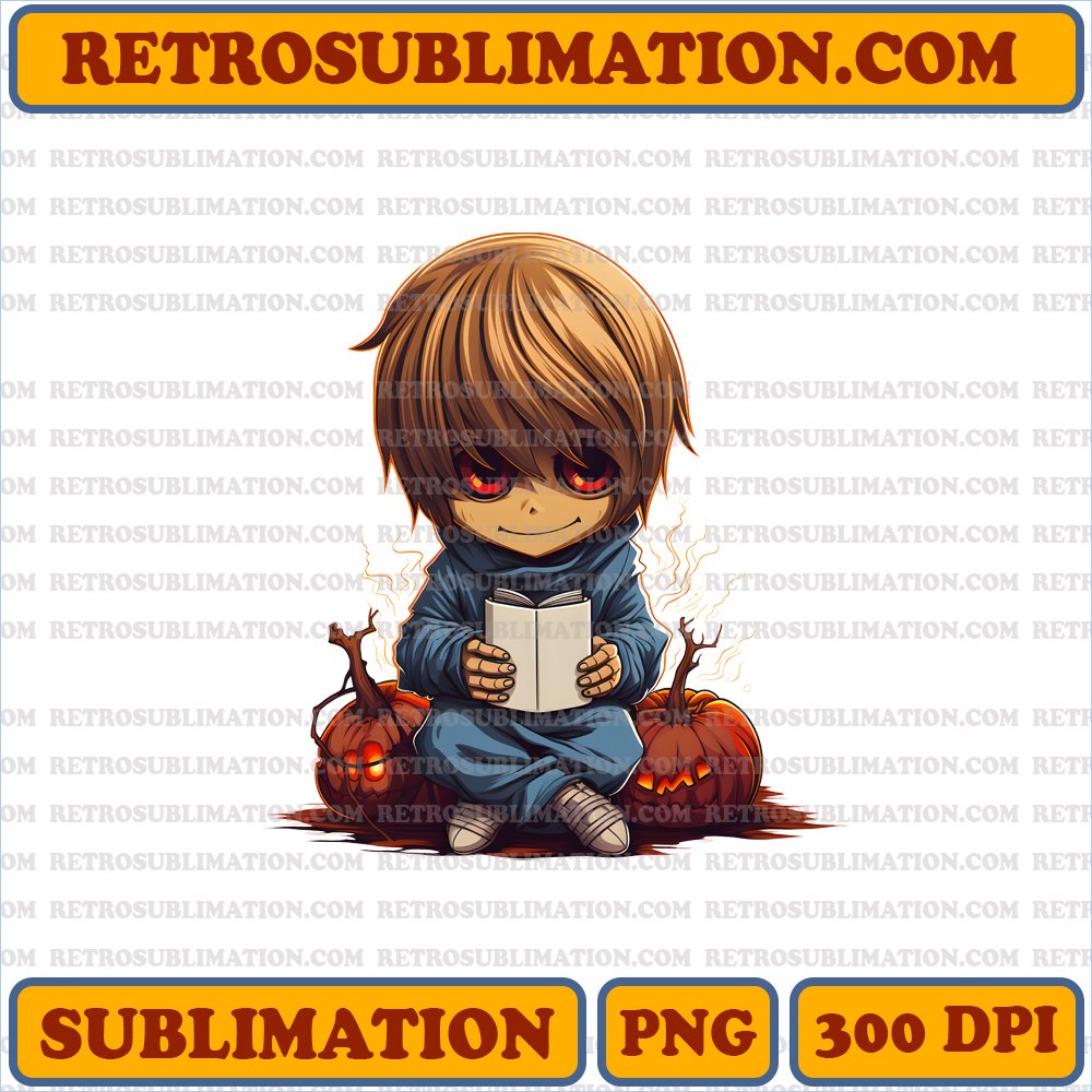 Mysterious Smiling Chibi Light Death Note PNG Digital Download
