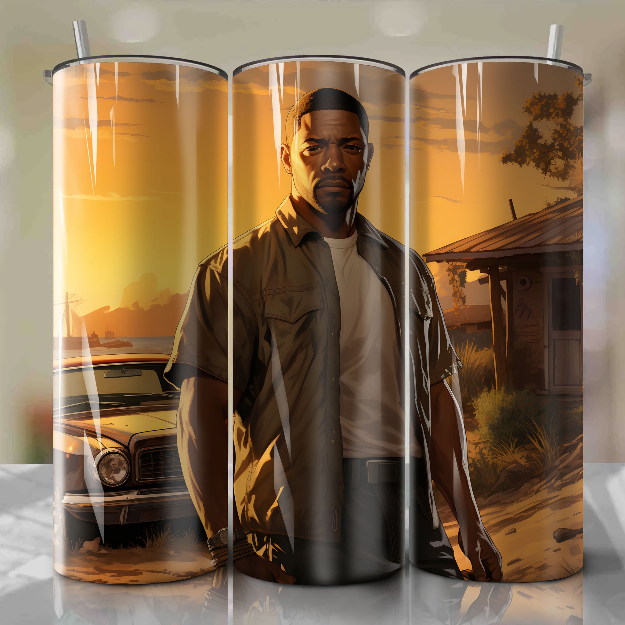 Bold and Dynamic: 20 Oz Tumbler Wrap Bringing Carl Johnson's Ambitions to Life
