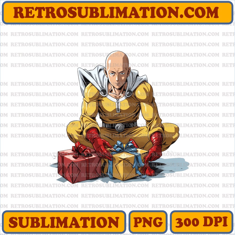 Christmas Saitama - Lackluster Unboxing - Sublimation PNG Digital Download
