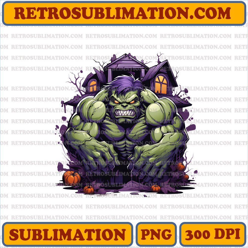 Halloween Hulk - Puzzled Bruce Banner in Bootleg Haunted House | Digital Download Sublimation PNG
