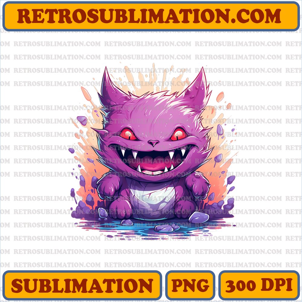 Gengar Sneak Attack - Sinister Cartoon - Unique Sublimation PNG Digital Download
