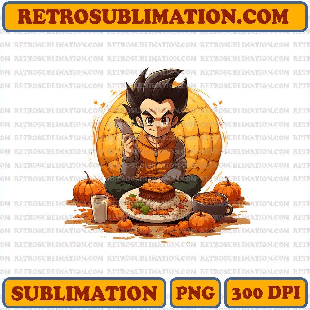 Vegeta Surprised - Thanksgiving Pumpkin Pie - Cozy Sweater Dining Room PNG Digital Download
