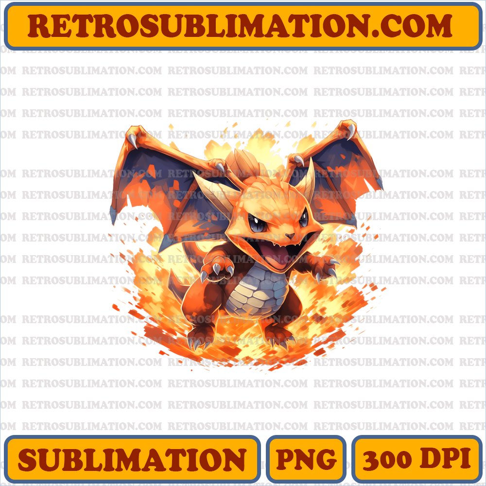 Charizard Roasting Marshmallows - Cartoon Fire-Flying Pokemon - Fun Sublimation PNG Download
