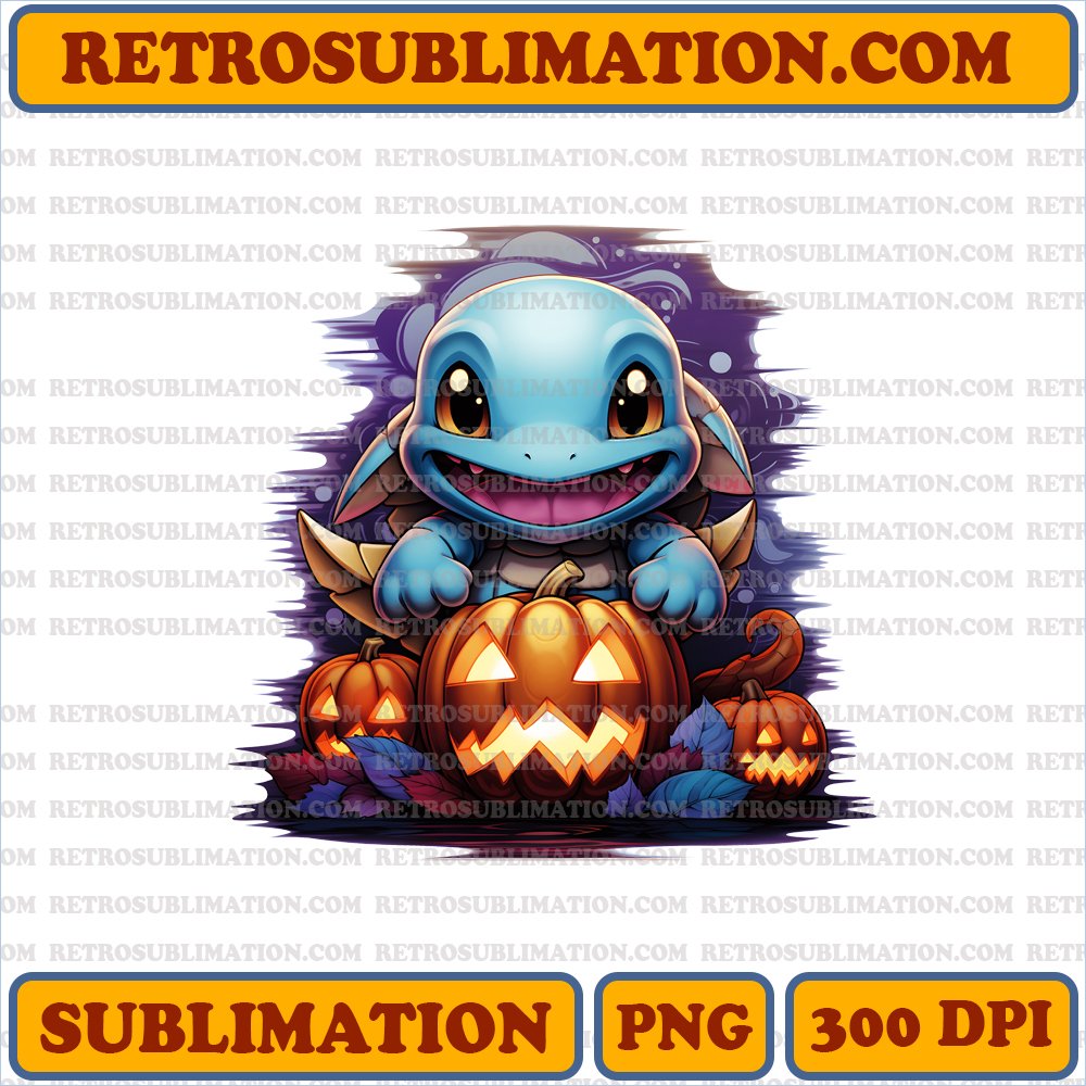 Shiny Squirtle Moonlight Illusion - Halloween Sublimation PNG Digital Download
