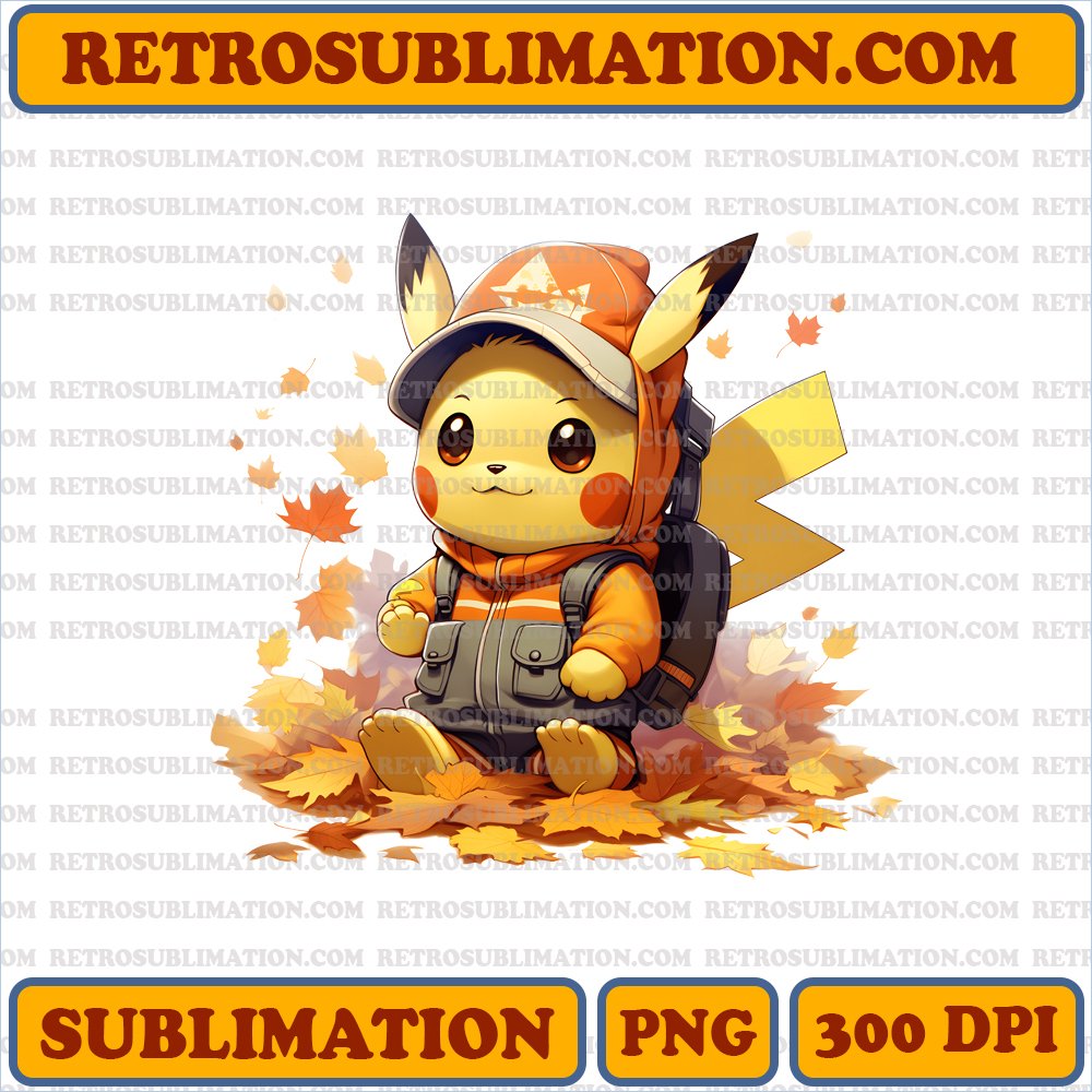 <Autumn Fun> Pikachu - Playful Digital Download Sublimation PNG - Unique & Creative Artwork - Capture the Mischief
