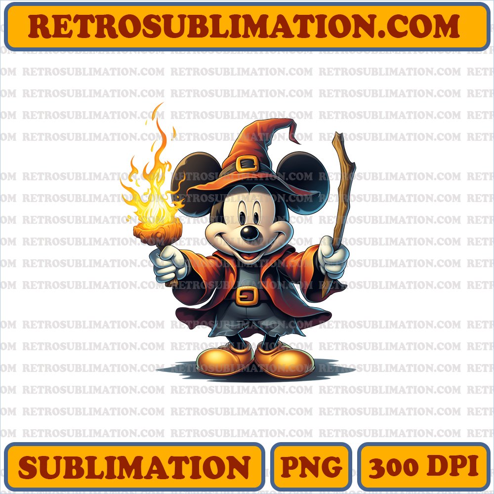 Cursed Magic - Mickey Mouse Wizard Hat - Digital Download PNG Sublimation
