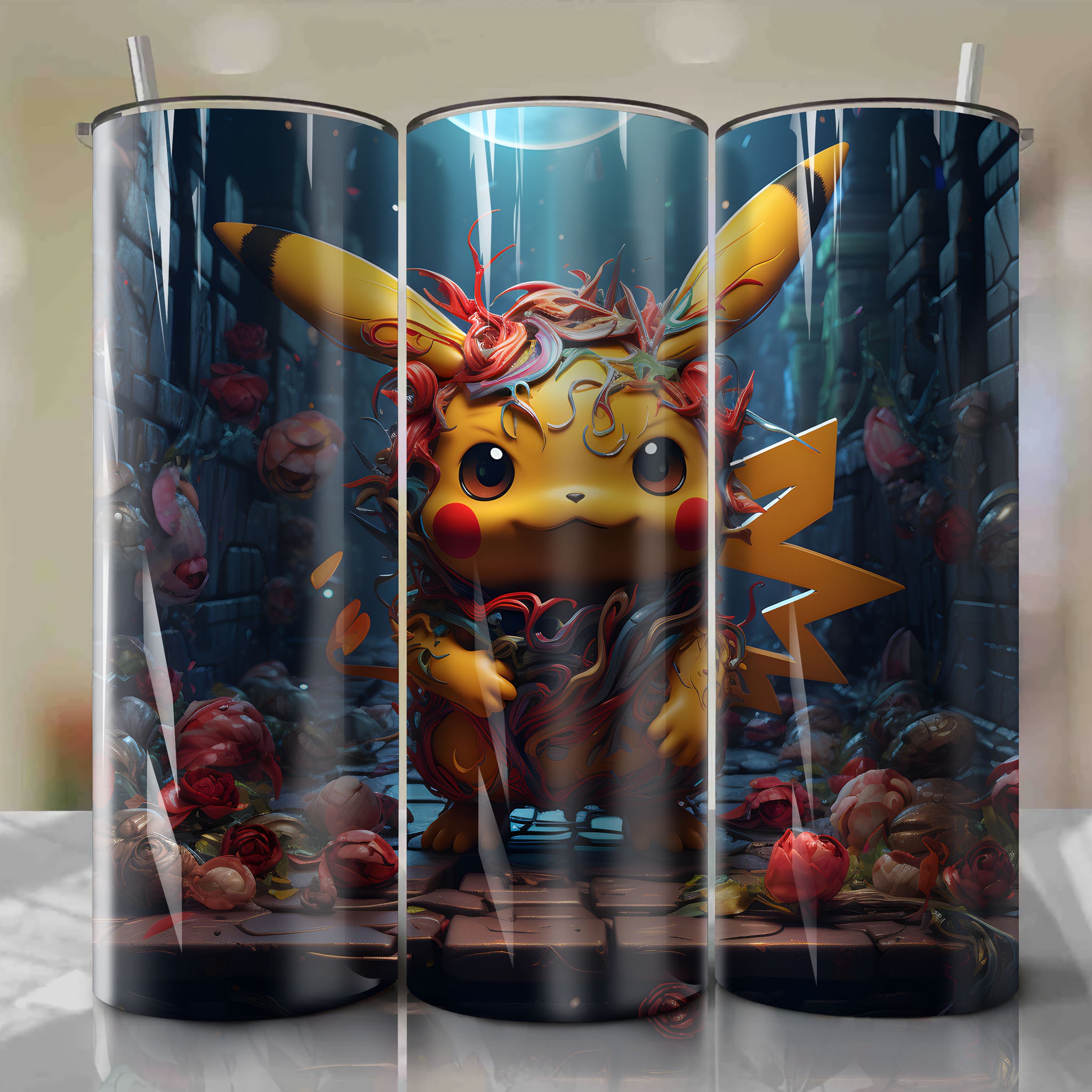 Vibrant 3D Pikachu Tumbler Wrap - Pokémon Series Inspired by Dan Mumford
