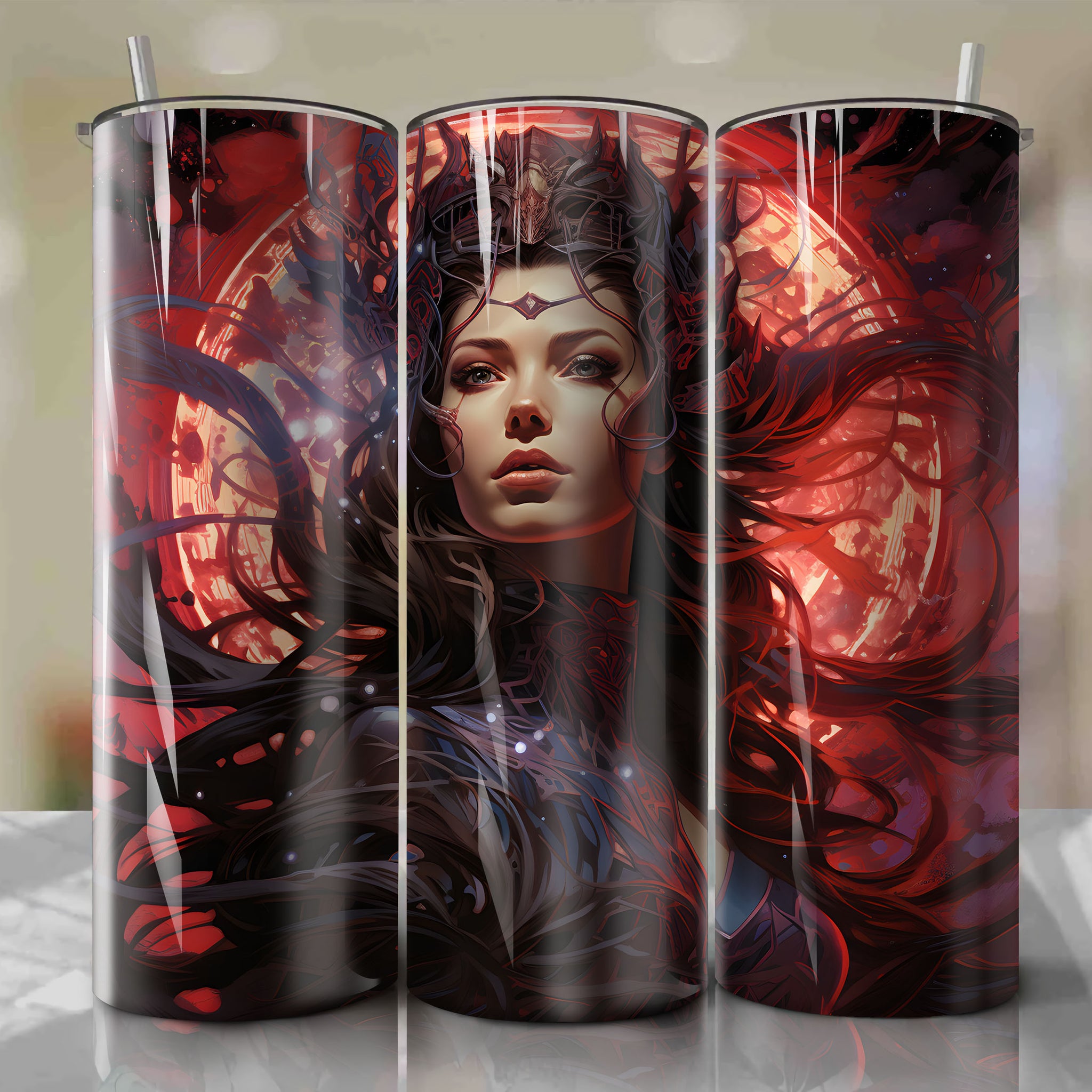 Wanda Maximoff: The Enigmatic Scarlet Witch Unleashing Chaos and Inner Strength in Abstract Art - 20 Oz Tumbler Wrap
