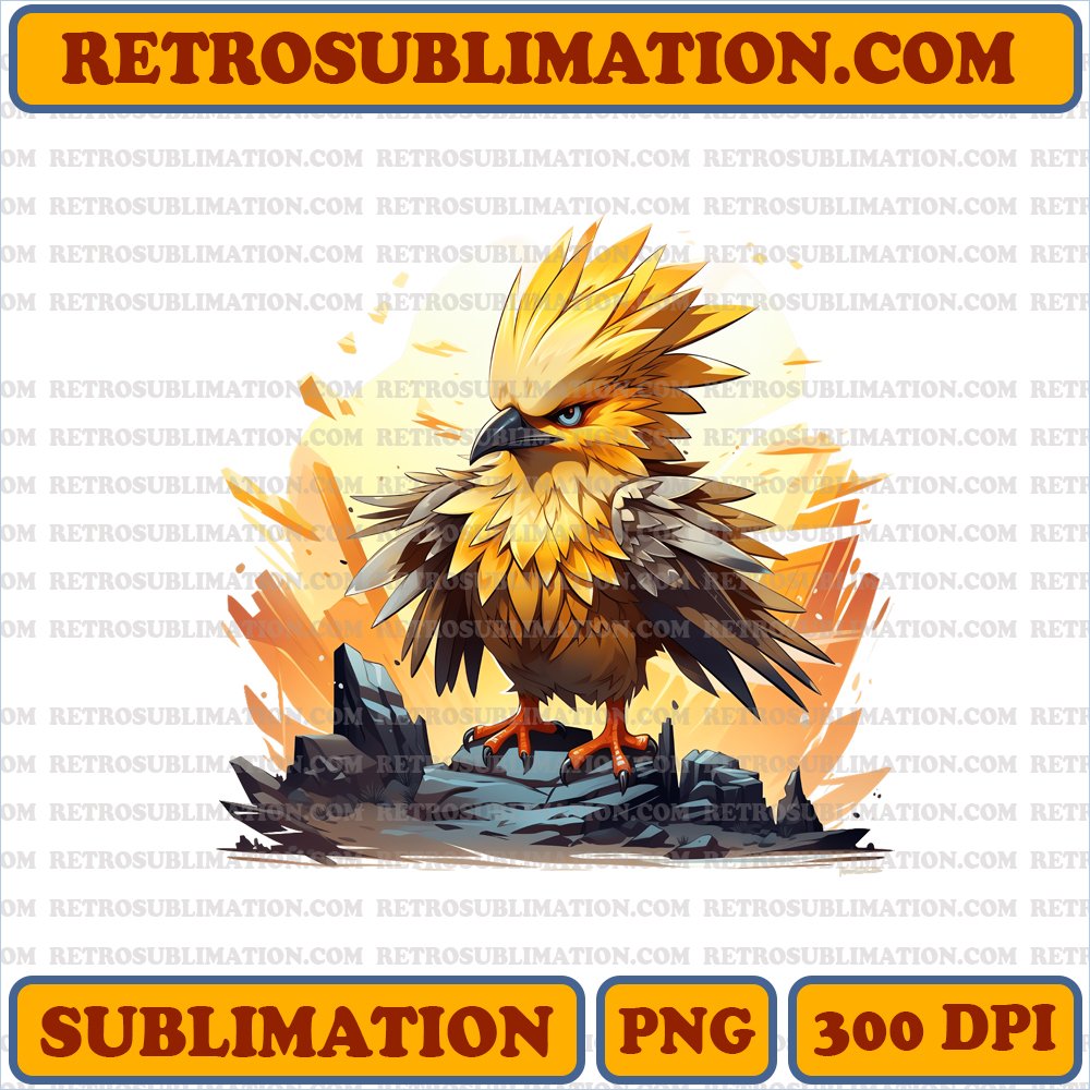 Zapdos - Electrifying Power - Sublimation PNG Digital Download
