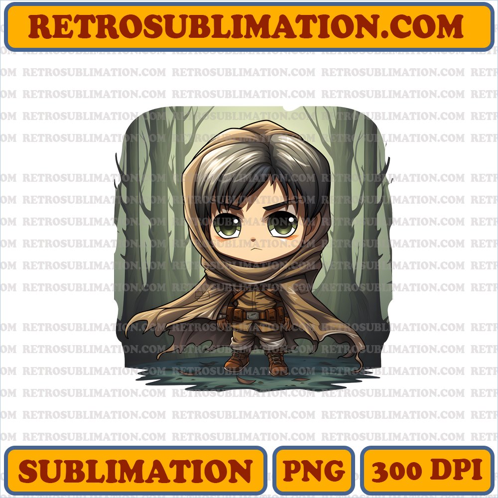 Chibi Levi - Spooky Forest Patrol - Digital Download Sublimation PNG
