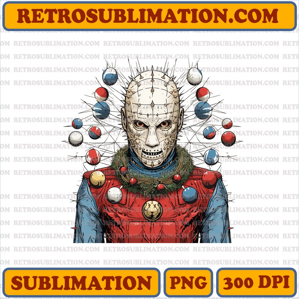 Hellraiser Christmas Pinhead - Ominous Ornaments - Sublimation PNG Digital Download
