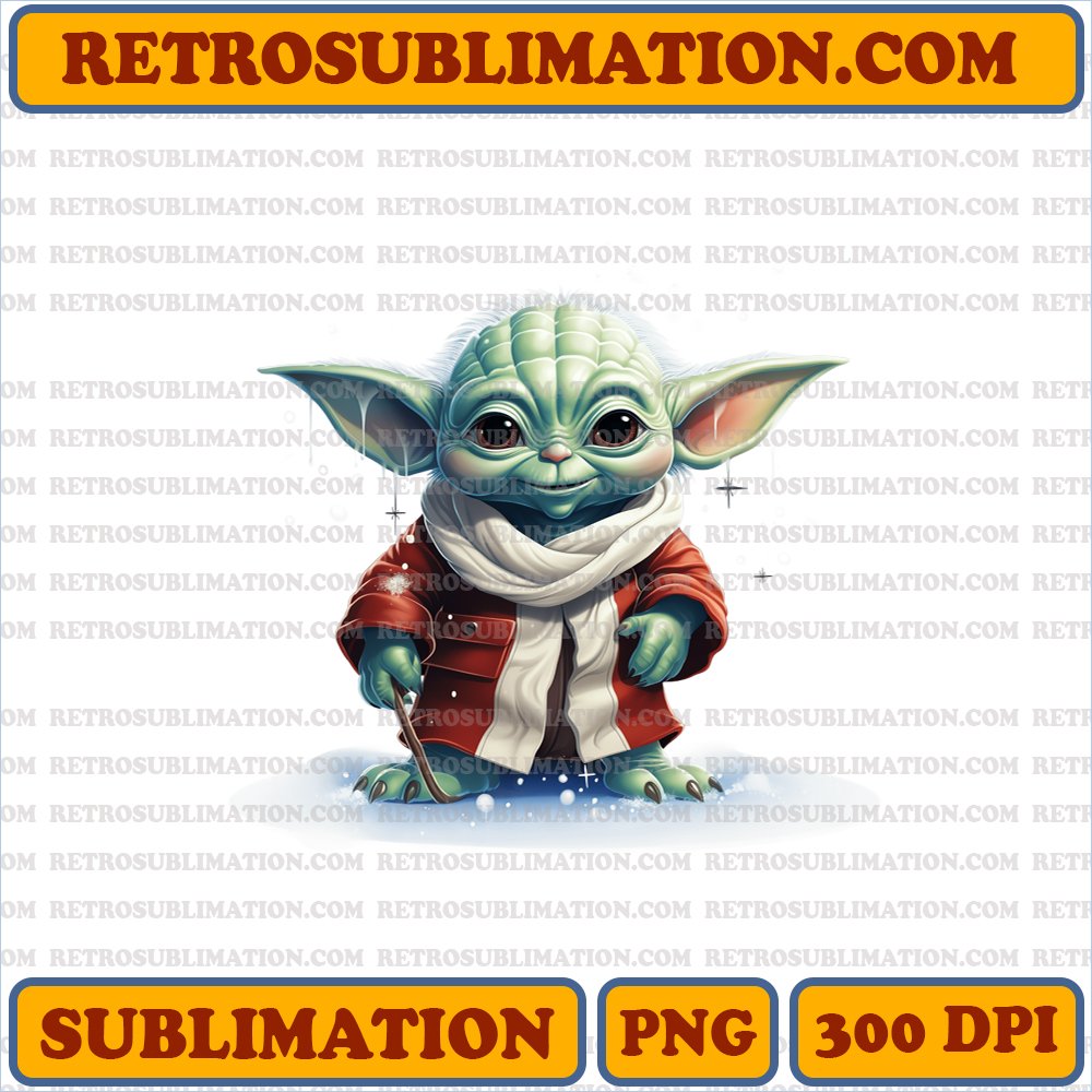 Christmas Yoda Snow Hop - Star Wars Cartoon Sublimation PNG Download
