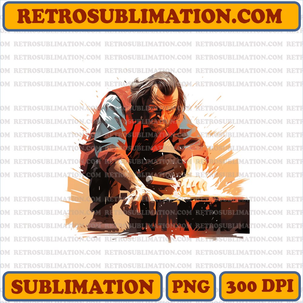 Intense Jack Torrance Chopping Wood - Christmas Edition - Sublimation PNG Digital Download
