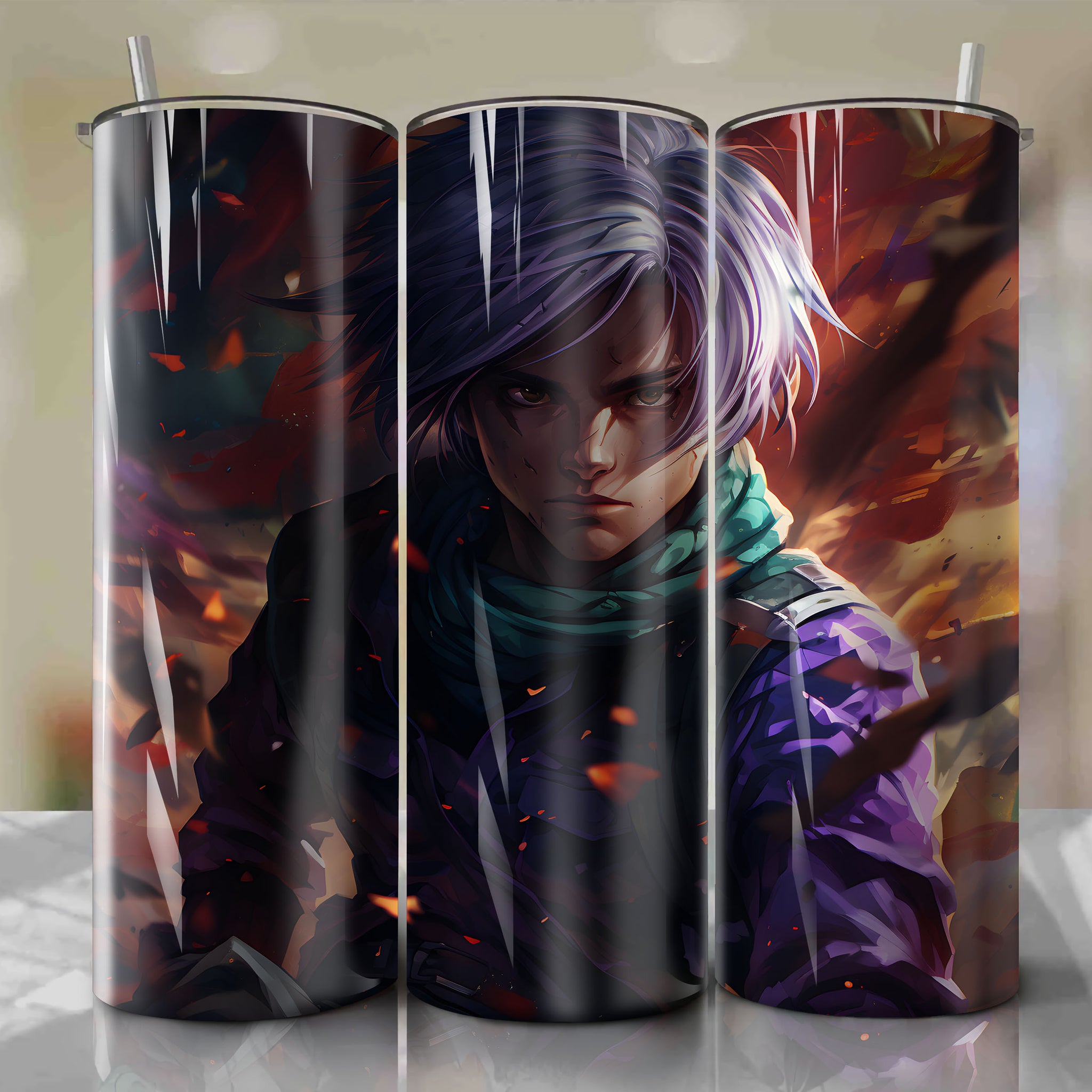 Dragon Ball Z Trunks 20 Oz Tumbler Wrap - A Powerful and Vibrant Illustration
