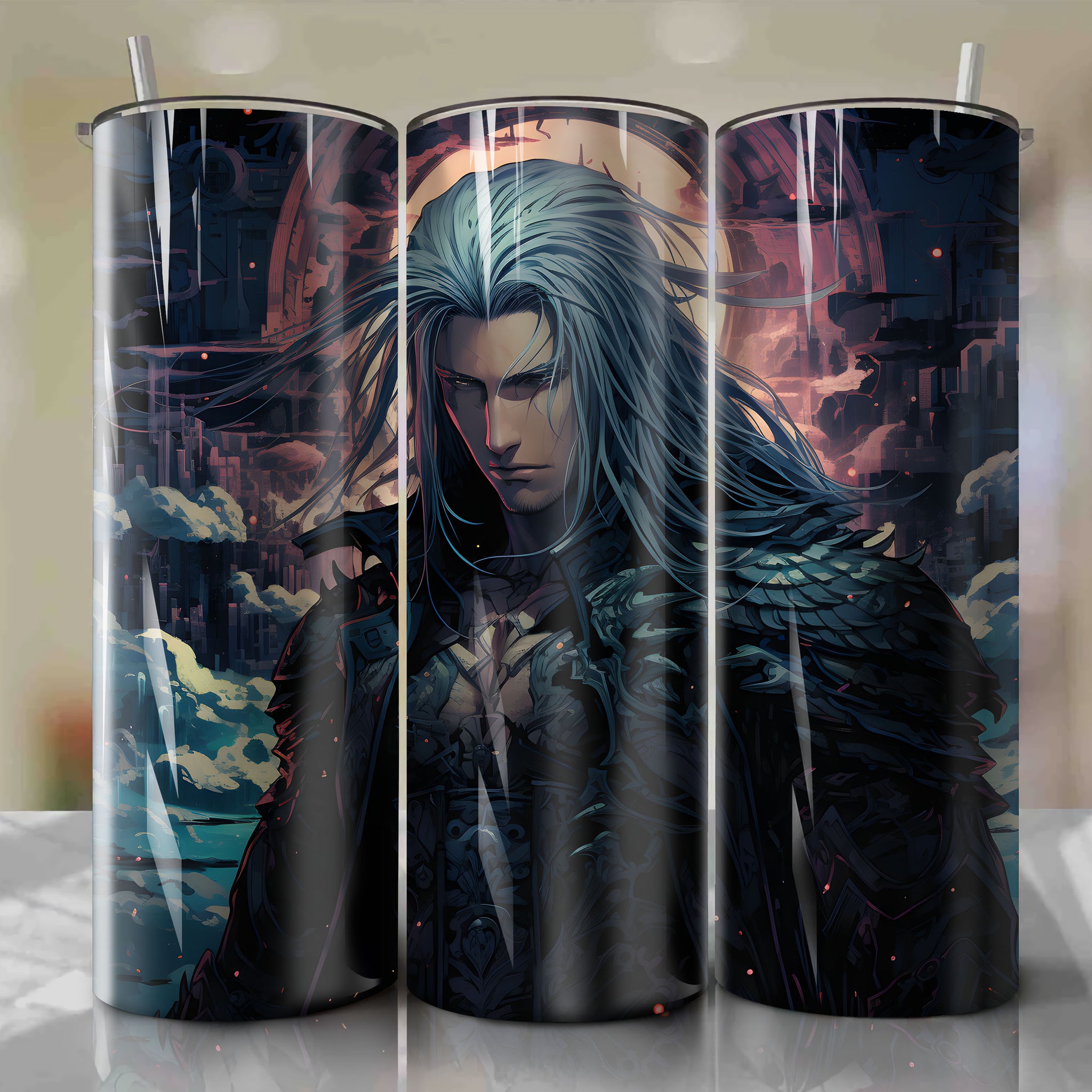 20 Oz Tumbler Wrap - Stunning Sephiroth Ascending Art | Final Fantasy VII Design
