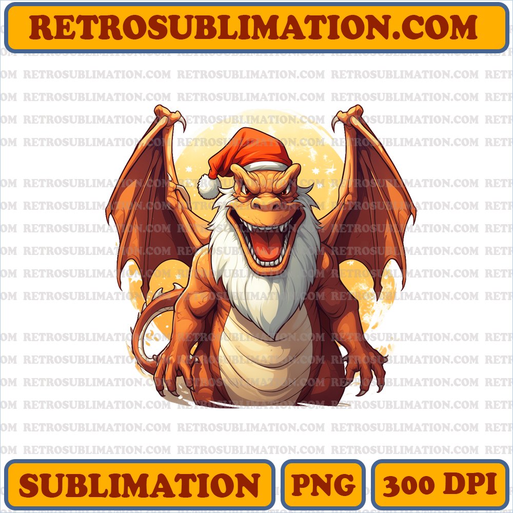 Charizard Santa Beard - Blazing Fire - PNG Sublimation Digital Download
