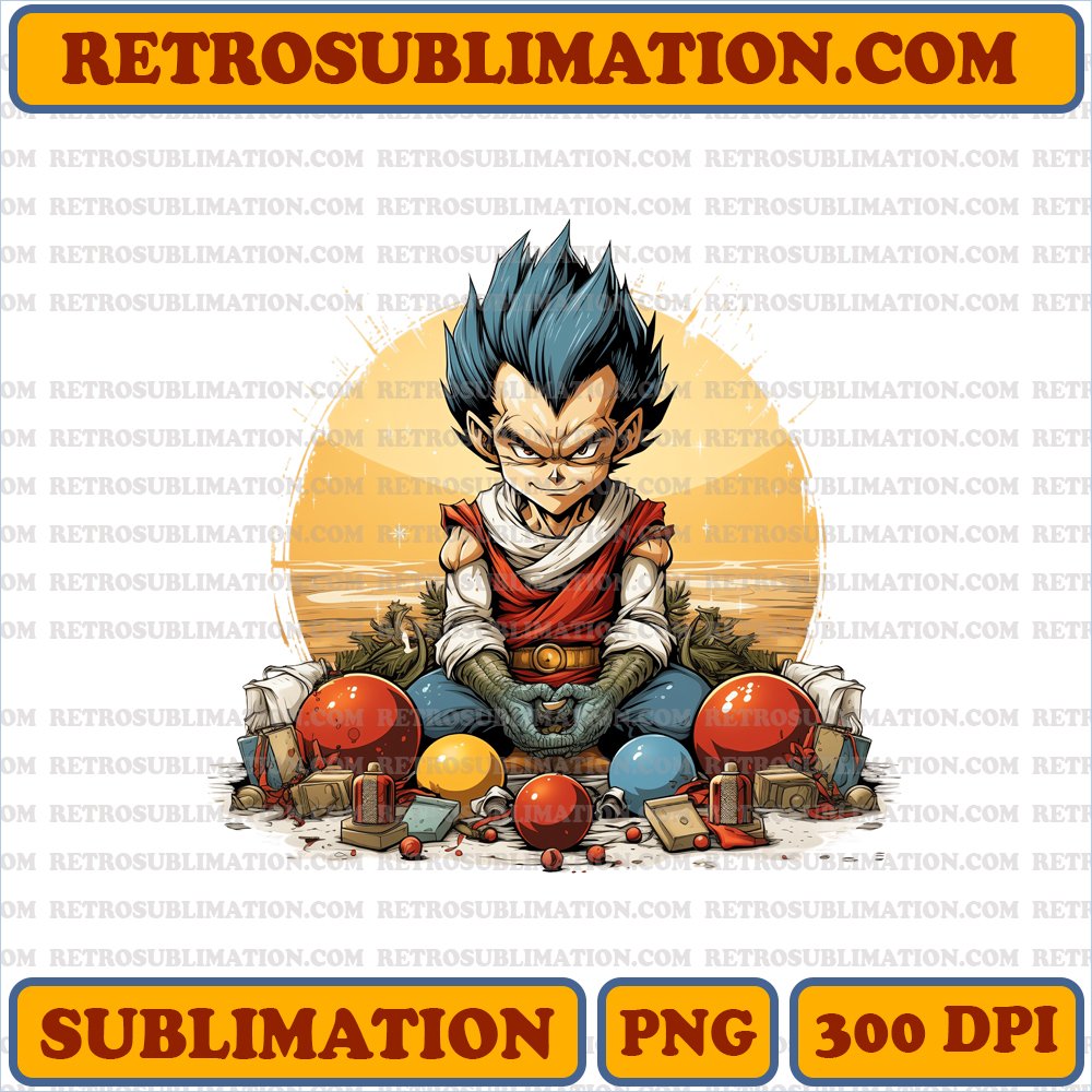 Christmas Vegeta - Festive Dragon Ball Cartoon - High Contrast Sublimation PNG Download
