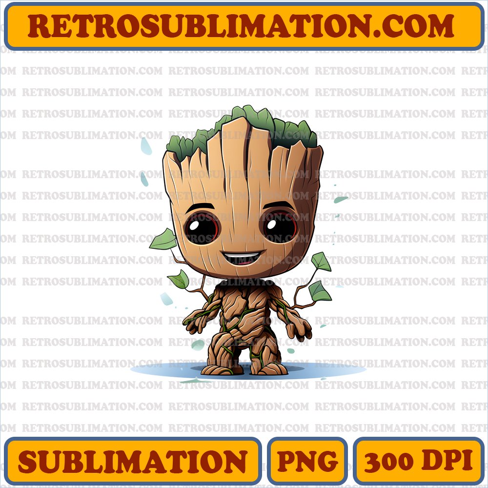 I am Chibi Groot - Cute Expression & Toy Animal Interaction - PNG Digital Download
